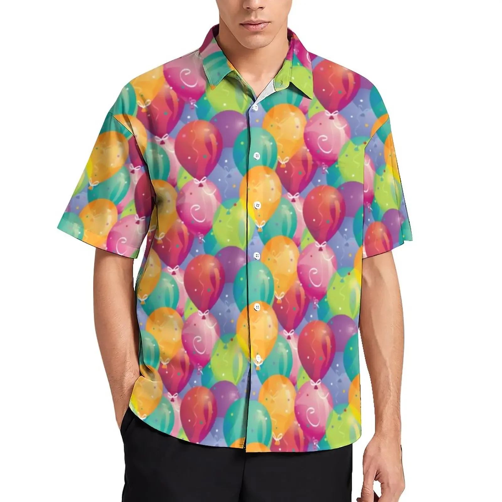 Camisa hawaiana de manga corta para hombre y mujer, camisa informal con diseño de perro globo en 3D, ropa de moda para playa y verano, solapa profesional, B