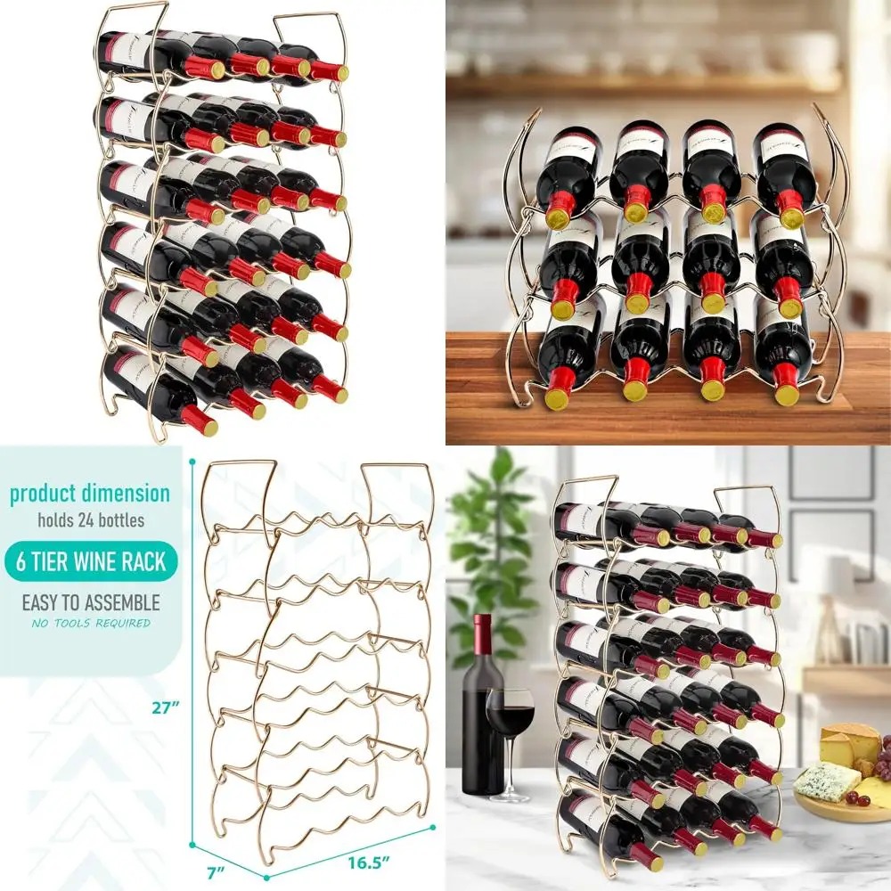 Sorbus 6-Tier Stackable Wine Rack - Classic Style Wine Racks for Bottles - Perfect for Bar, Wine Cellar, Basement, Cabinet, Pant