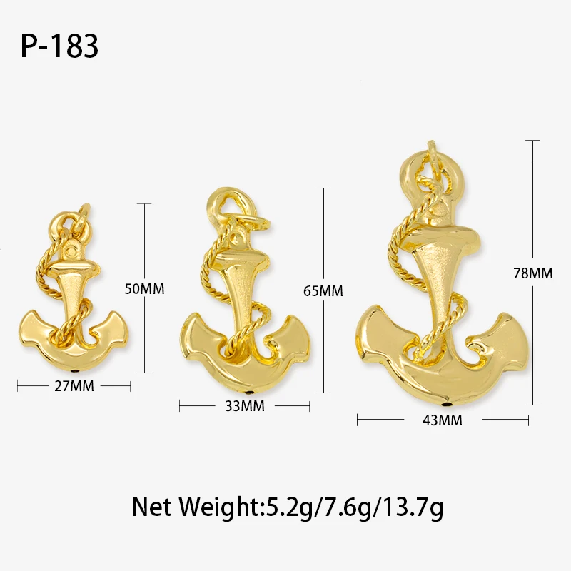 Anchor Pendant Necklace Gold Plated Dubai African Accessories For Women Small Medium Big Size Men Hip Hop Fashion Jewelry