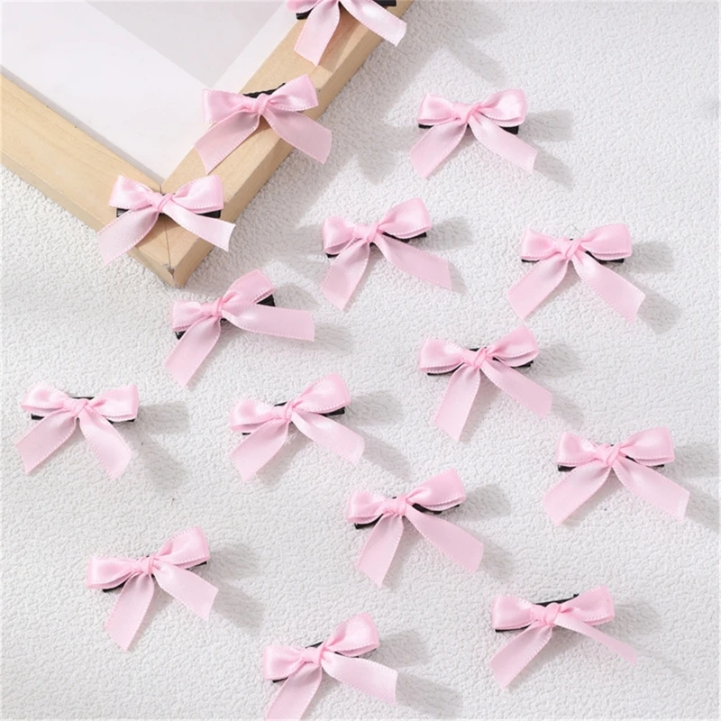 50JB 15 pz Mini Bowknot Fermagli per capelli per le donne Ragazze Piccolo carino fiocco fermagli per capelli unita nastro