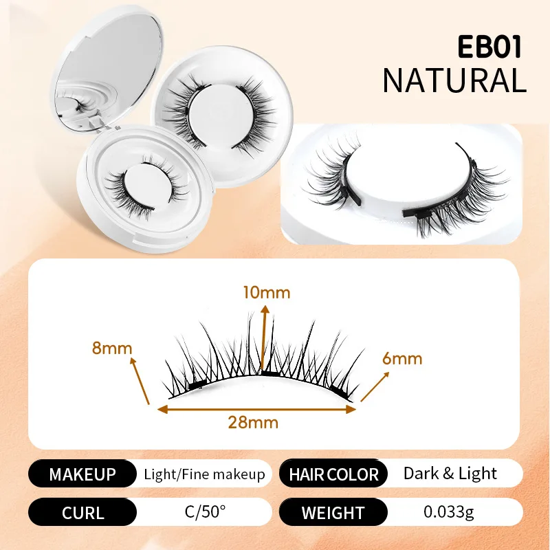 Koop een geschenkdoos met spiegel Kleine duivel Magnetische valse wimpers Geen make-up Wimpers Natuurlijke simulatie Draagbare set gereedschappen