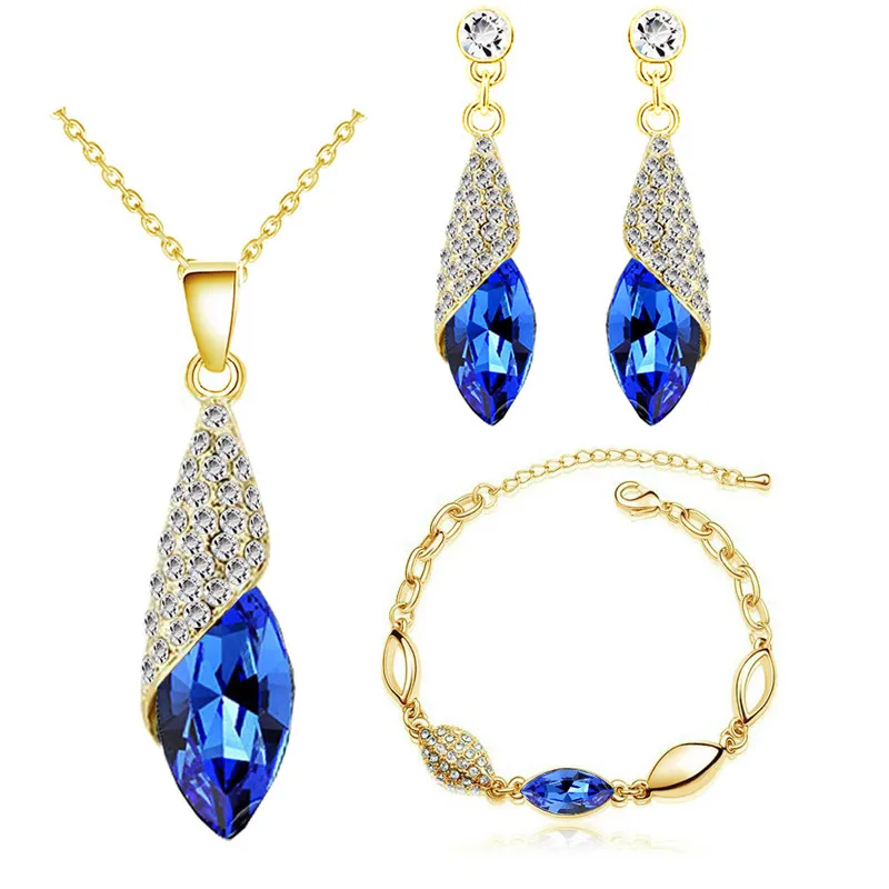 Crystal Rhinestones Earring Necklace Set Jewelry Women Multi Color Necklac Earring Set Wedding Accessories Bride Jewelry Set