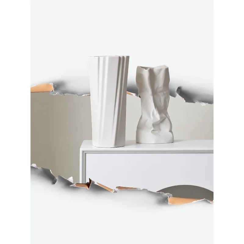 

High temperature ceramic series retro nostalgic simple art vase wrinkles and slashes decorative ornaments