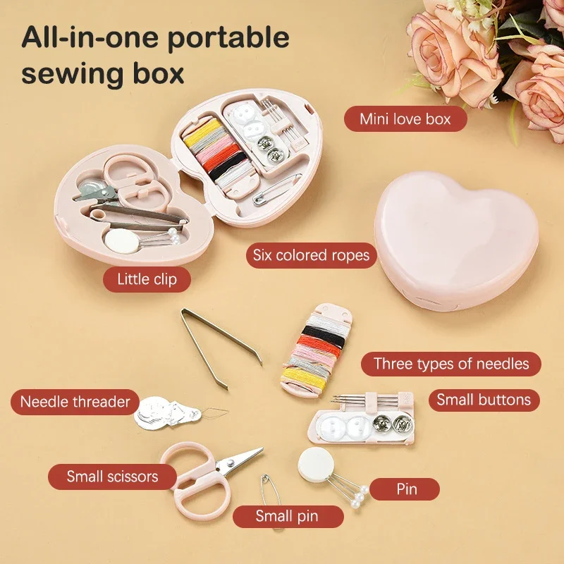 1Box Portable Mini Travel Household Sewing Box Set Sewing Kit Storage Bags Sundries Organizer Home Tools Sewing Accessories
