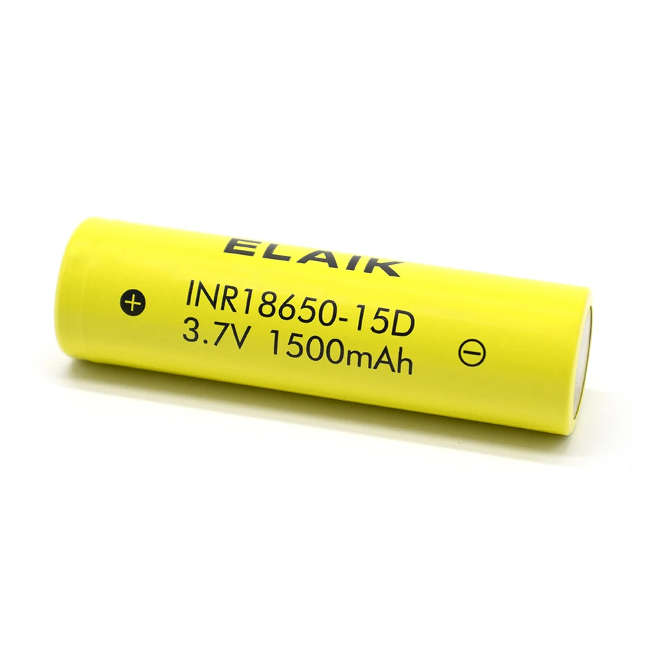 ELAIK INR18650 baterai isi ulang Li-ion 3.7V 1500mAh untuk lampu depan senter daya Lithium produk elektronik mainan obor