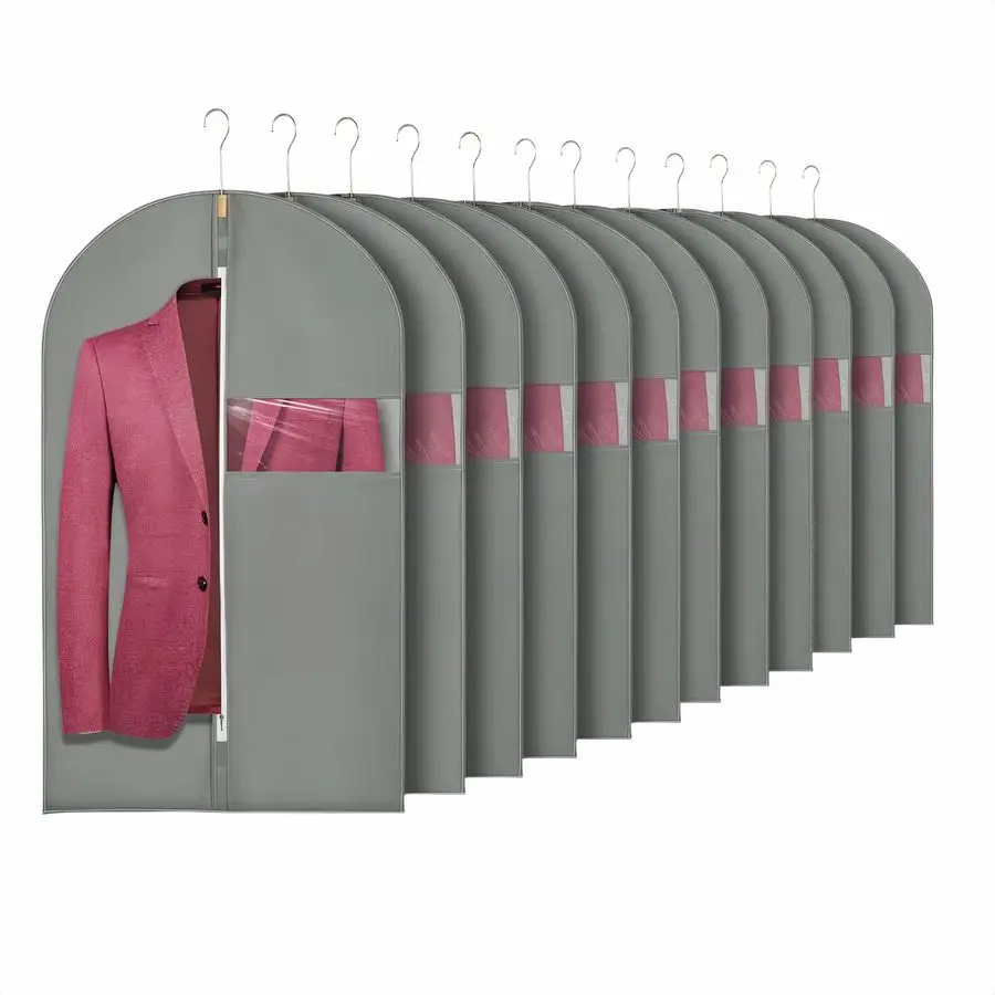 

Набор из 12 чехлов для одежды: дорожные чехлы для костюмов с прозрачным окном, из нетканого материала, для хранения в шкафу