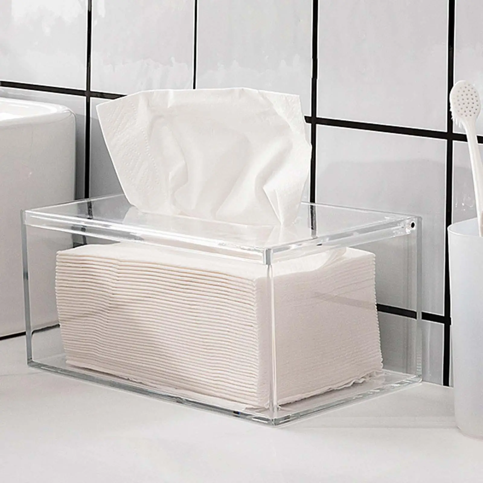 حقيبة تخزين مناديل أكريليك، موزع حامل مناديل لغرفة خزانة المكتب