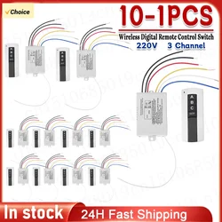 10-1PCS 3 Way Digital Remote Control Light Switch Wireless ON/OFF Remote Control Switch for Light Bulb Chandelier 220V