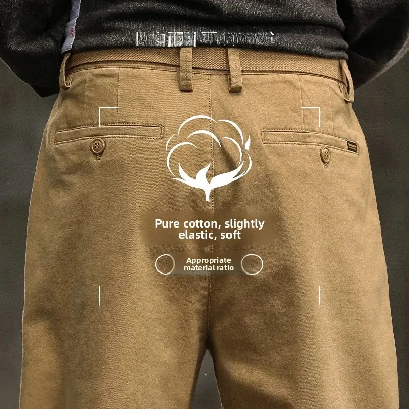 

Мужские повседневные брюки American Style с высокой талией, модные, универсальные, из хлопка, для осени и зимы