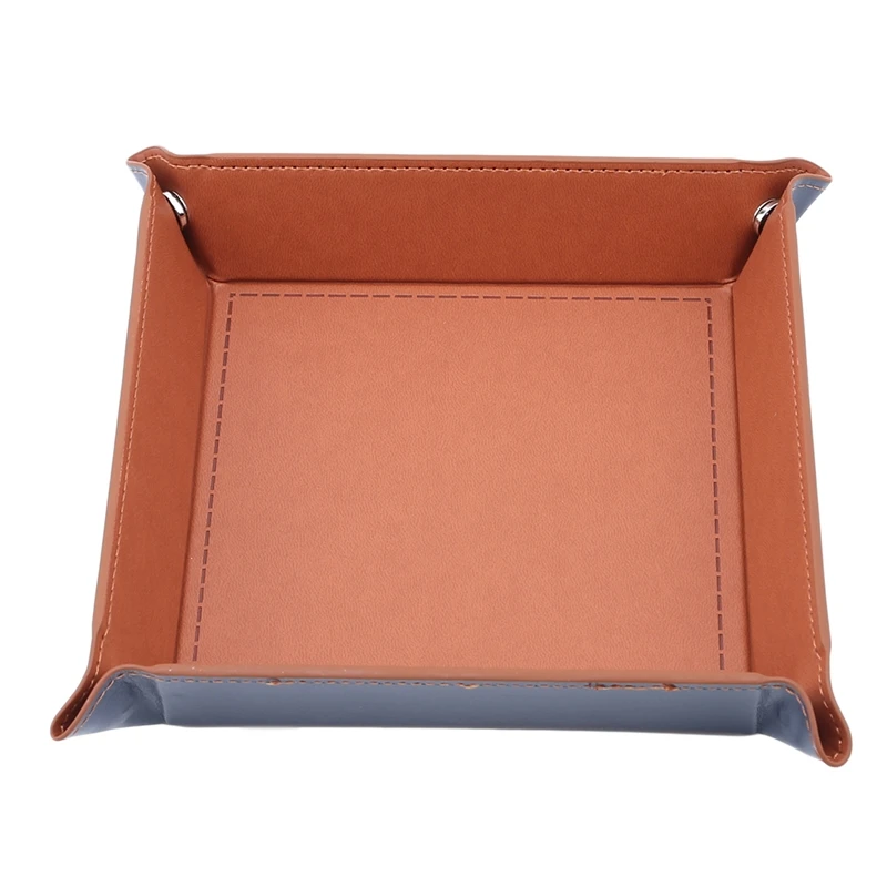 Desktop Storage Sundries Box Creative PU Leather Trinket Folding Tray Collapsible Phone Key Wallet Coin Bins Accessories