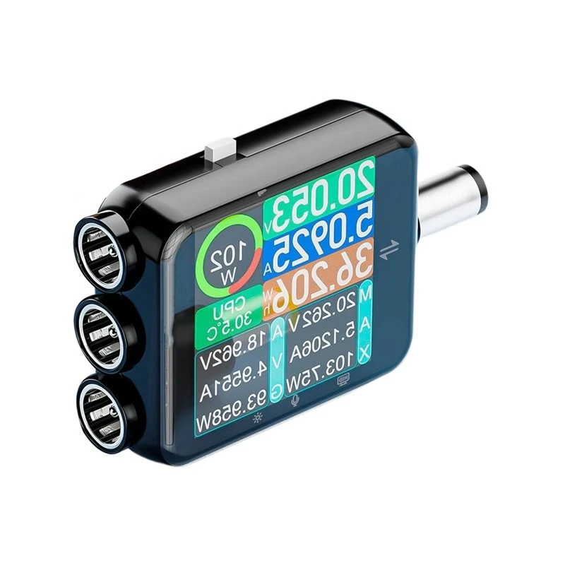 PTST D5P Digital Voltmeter Ammeter DC5.5X2.5/2.1/1.7 High Precision Power Capacity Tester Power Monitor With Touchscreen