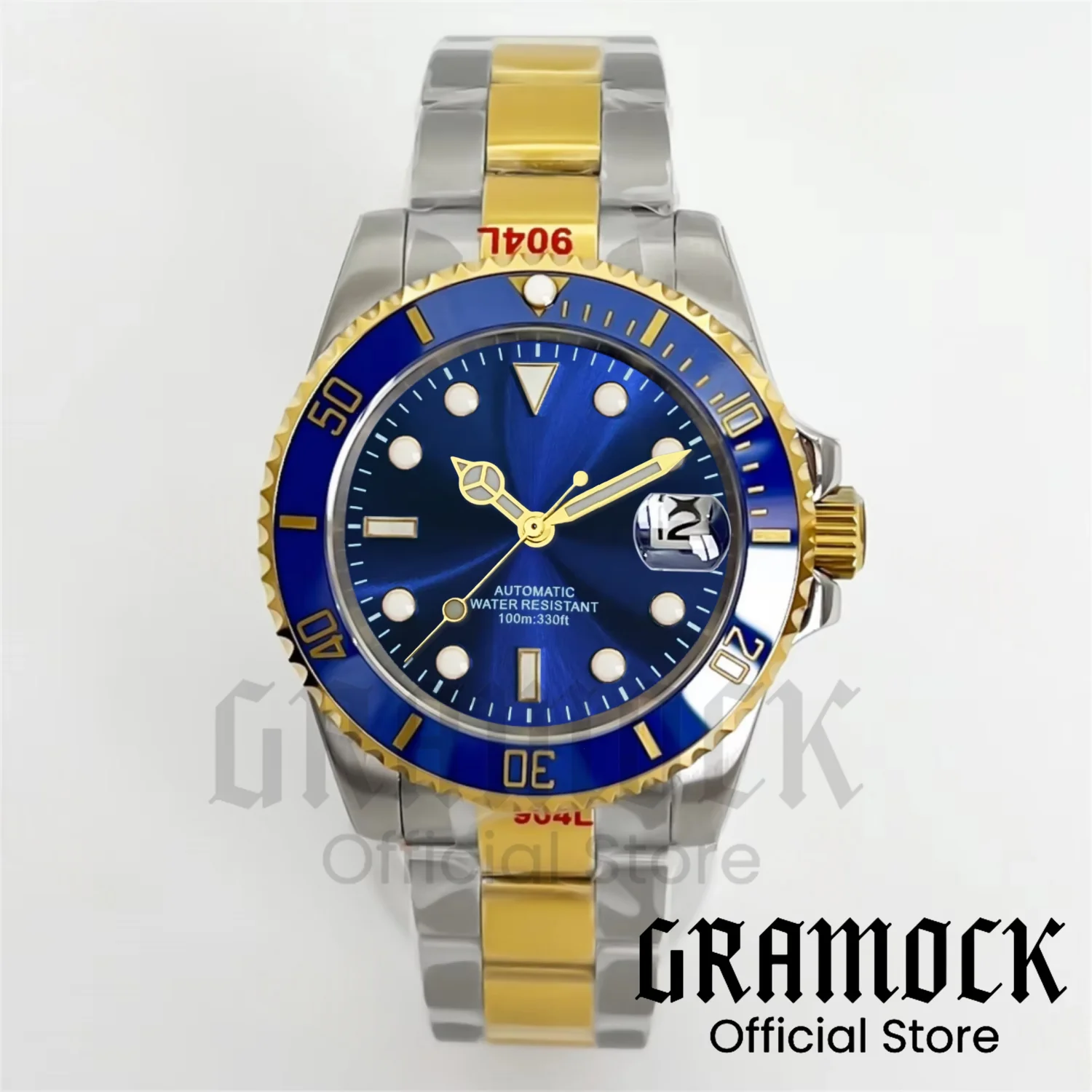 Custom Wristwatch 40mm Luxury Silver Gold NH35 Automatic Men Watch Sunberst Dial Luminous Ceramic Bezel Steel Dive Reloj Hombre