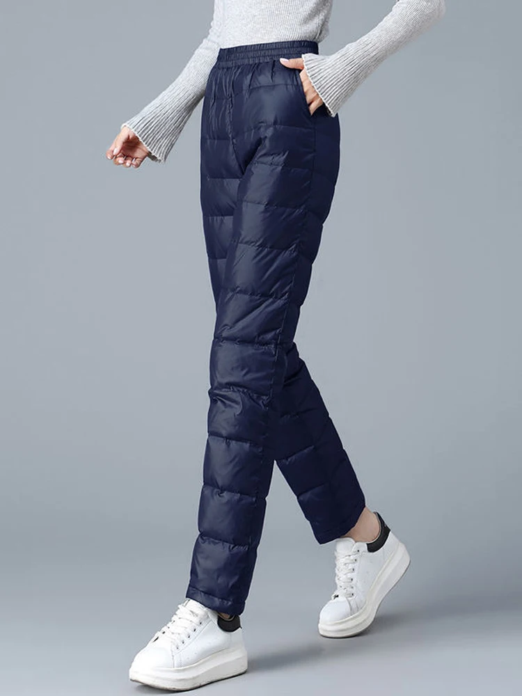 بنطلون شتوي نسائي عالي الخصر مبطن بالقطن، تصميم جديد فضفاض ونحيف، بنطلون هارلان كاجوال فضفاض ودافئ