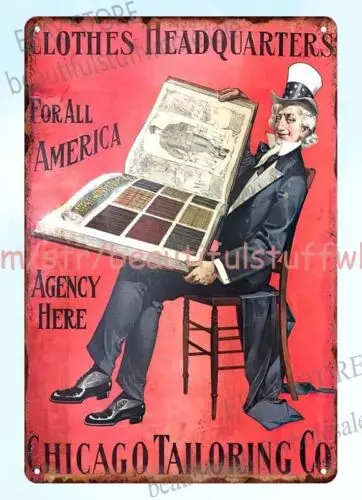 wall art Chicago Tailoring Company clothes headquarters Uncle Sam metal tin sign