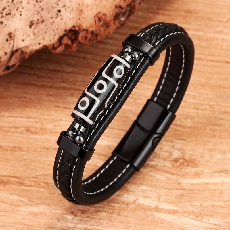 DIY Hand Woven Tianzhu Tibetischen Leder Armbänder Legierung Retro Handgelenk Strap Ethnischen Stil Männer Mode Armband Schmuck – Detail 2