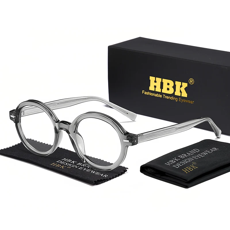 

HBK Vintage Men Glasses Frames Square TR90+CAP Frame Cellulose Propionate Temple Tips Women Anti Blue Light Glasses Frame