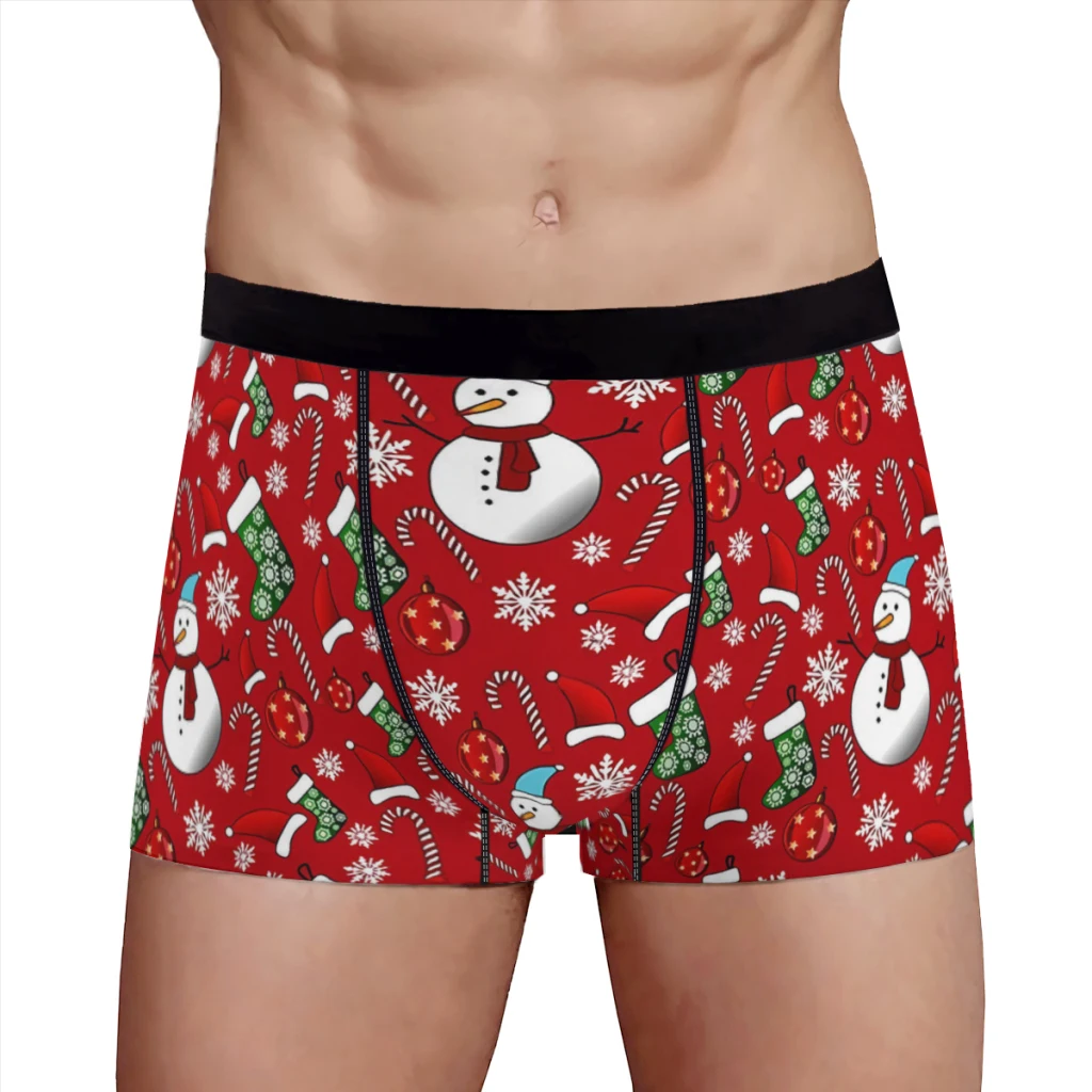 Jolly Christmas Red background Merry Christmas Underpants Cotton Panties Male Underwear Ventilate Shorts Boxer Briefs