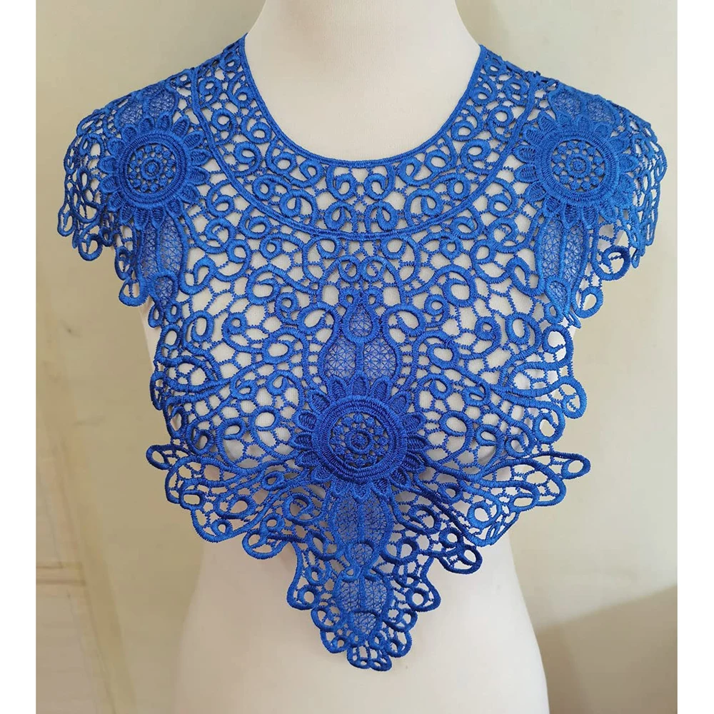 1Piece Embroidered Floral Lace Neckline Neck Collar Trim Clothes Sewing Applique Edge 54*47CM