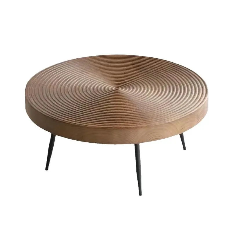

Japanese creative log solid wood coffee table household small apartment living room homestay minimalist retro annual ring coffe