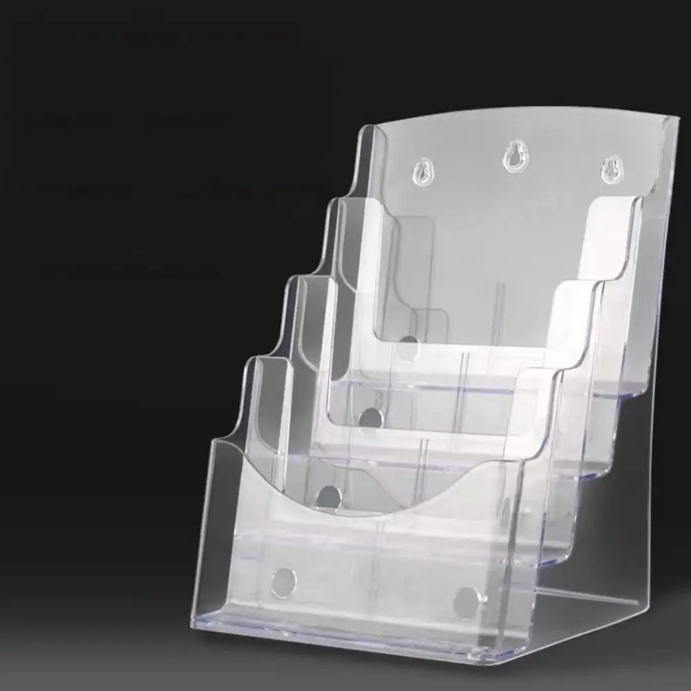 A4/A5/A6 Clear Flyers Display Stand Wall Mount 2/3/4 Layers Acrylic Magazine Organizers Space Saving Stable Base