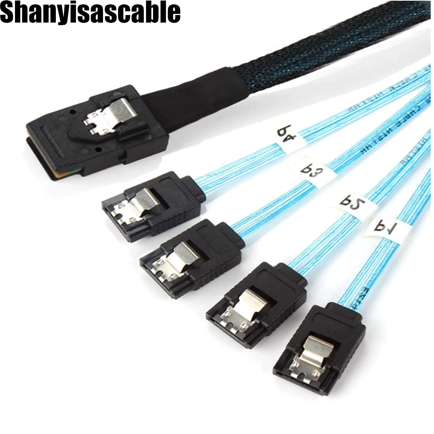 Kabel Data 0.5M sff-8087 sas mini berkualitas tinggi ke 4 sata 7P kabel koneksi kecepatan tinggi Server wanita