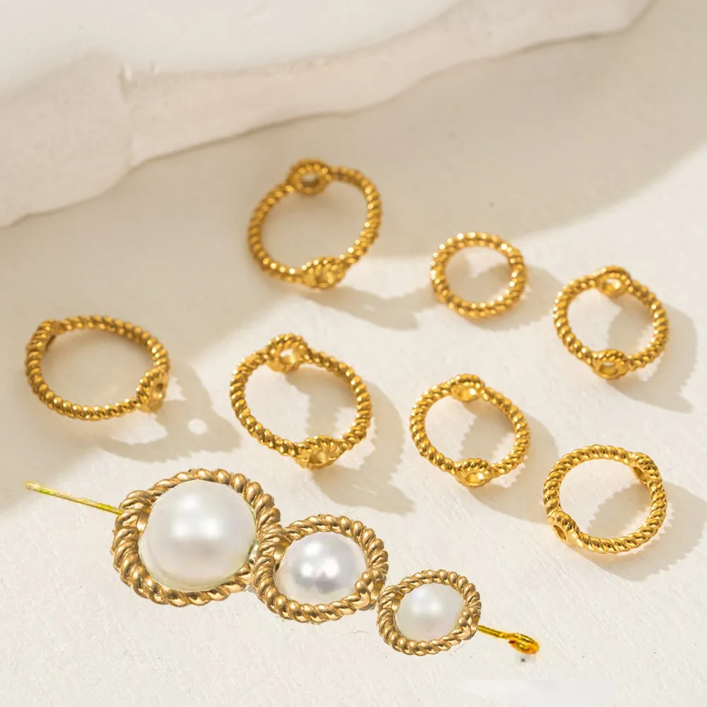 10pcs PVD Stainless Steel Circle Frame Spacer Bead Round Connector Ring for DIY Beading Earring Bracelet Necklace Making Jewelry