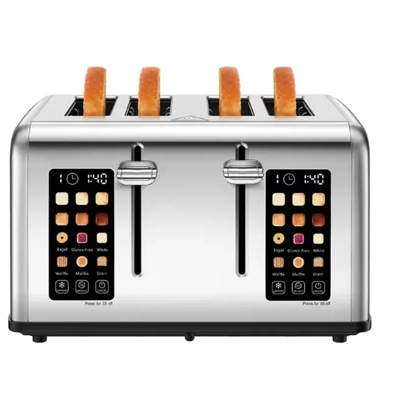 Smart Touch 4-Slice Electric Toaster Color Screen Display 12 Browning Levels Adjustable Settings for Bagels Breads Muffins