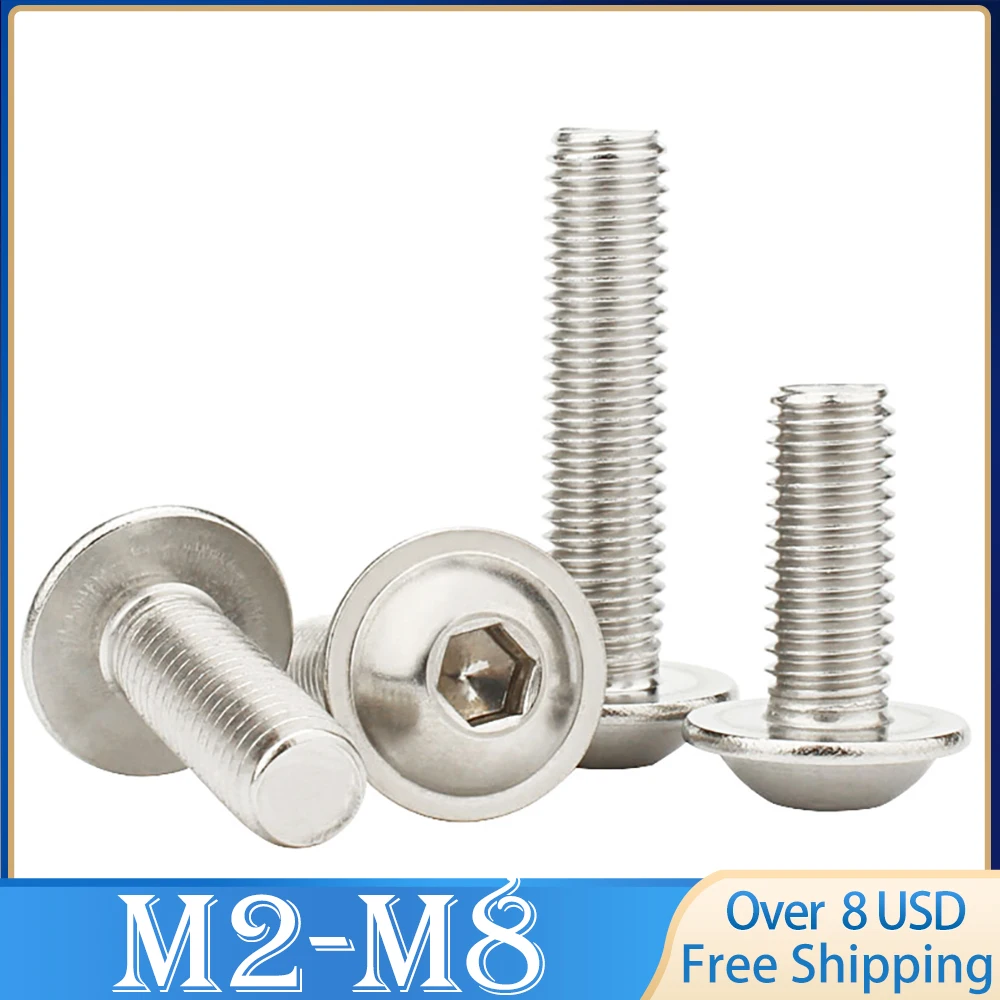 5 - 50 pcs M2 M3 M4 M5 M6 M8 304 Stainless Steel Hexagon Socket Button Head Screws With Collar Bolt Head Screws With Collar Bolt