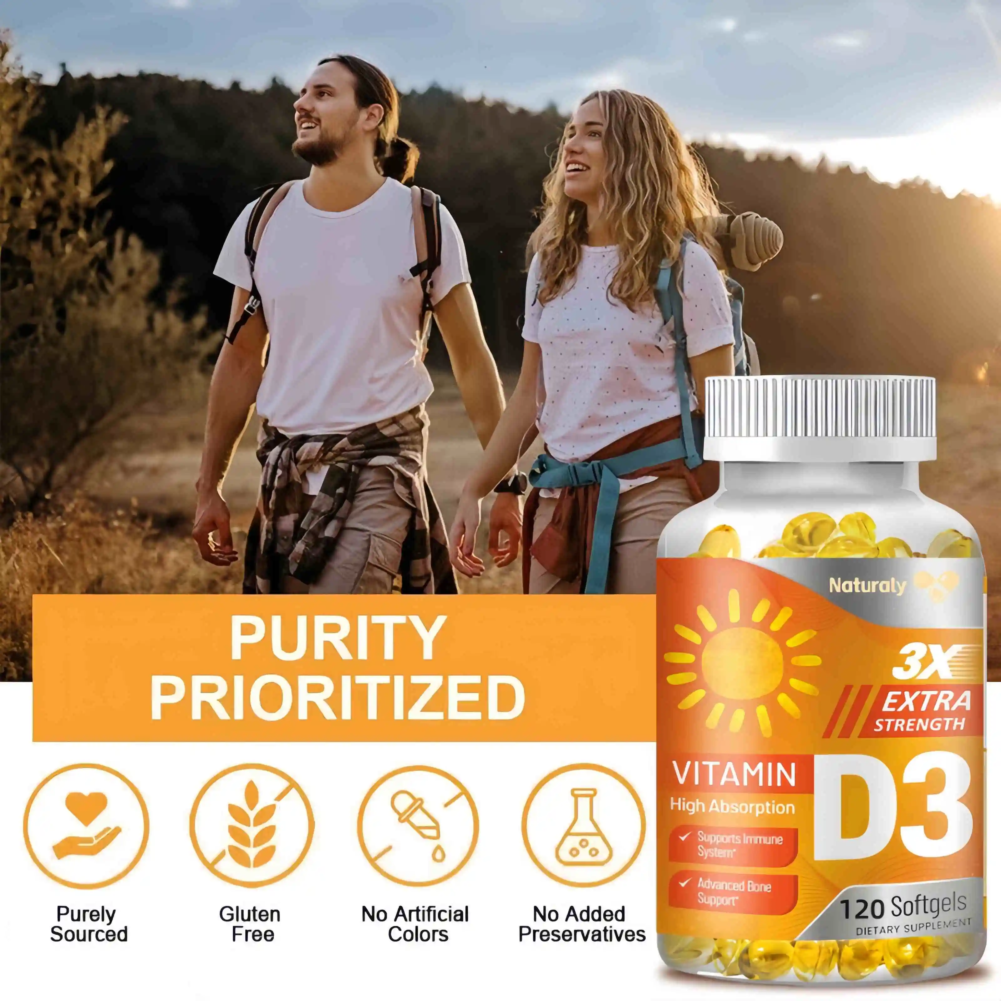 Vitamin D3 Capsules Supports Healthy Bones, Mood & Immune System Function