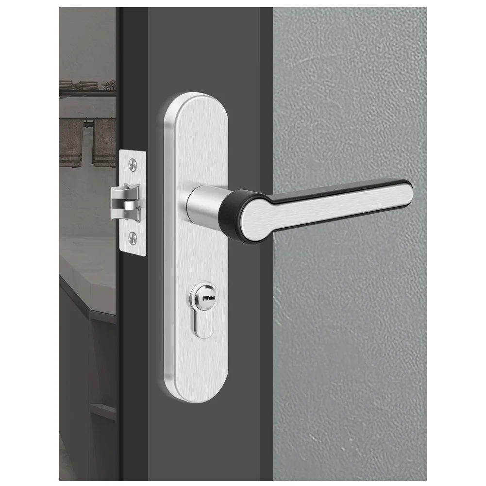 Bathroom Privacy Lock Handle Constructed from Stainless Steel with Quiet Latch Operation and Dual Hole Center Adjustment