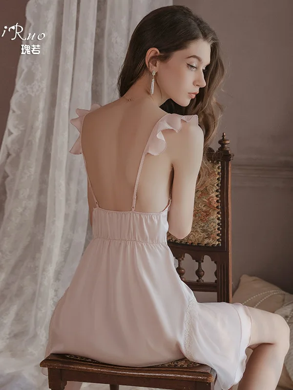 Summer Fashion Exotic Women\'s Wear New Sweet and Cute Dress Lace Pattern Splicing Simple Solid Color Ruffle Elegant Dress 43W3