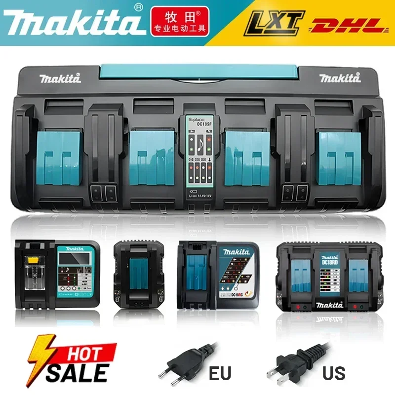 Chargeur de batterie au lithium d'origine Makita 6.0AH BL1860, 4 ports BL1850,BL1030 BL1860B,DC18RD,Makita 18 V, chargeur de batterie pour outils 18 V