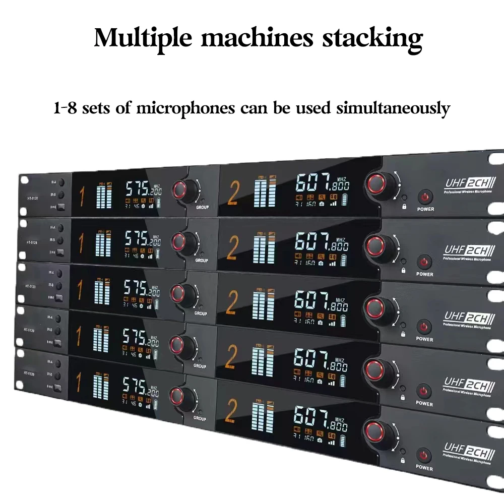 Paulkitson HT-5120 Professional 2-channel True Diversity Wireless Microphone 564~615MHz Stage Performance Handheld Microphone