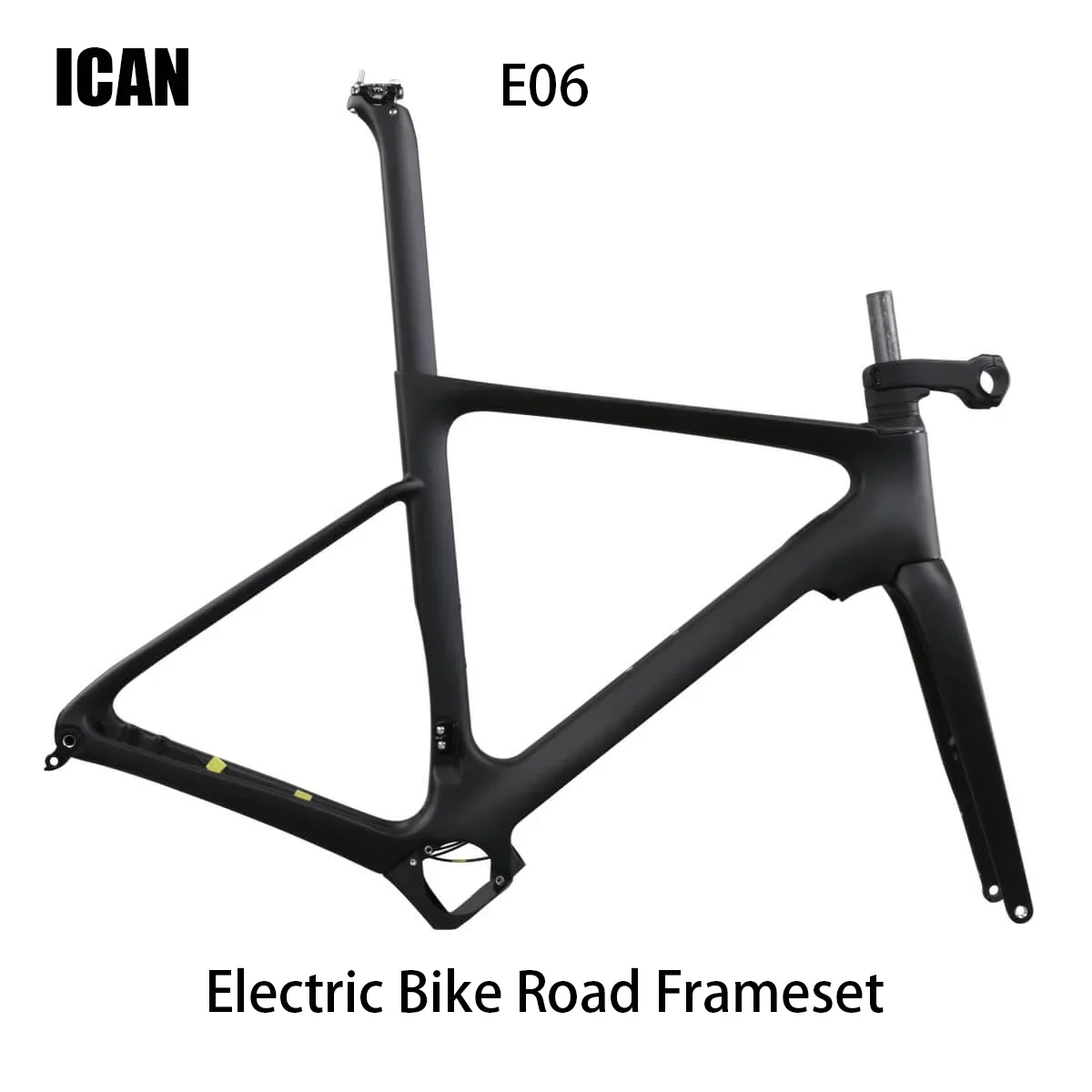 

ICAN полностью карбоновая дорожная рама для электрического велосипеда E06 для крепления на раму велосипеда, дисковый тормоз, в комплект входит вилка, подседельный штырь, трубчатые прокладки, группа