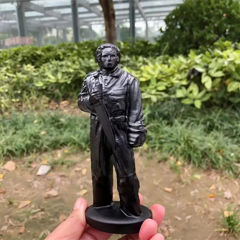 15CM Natural Black Obsidian Killer Carving Figurine Ornament Healing Craft Home Decor Stone Holiday Gift 1PCS