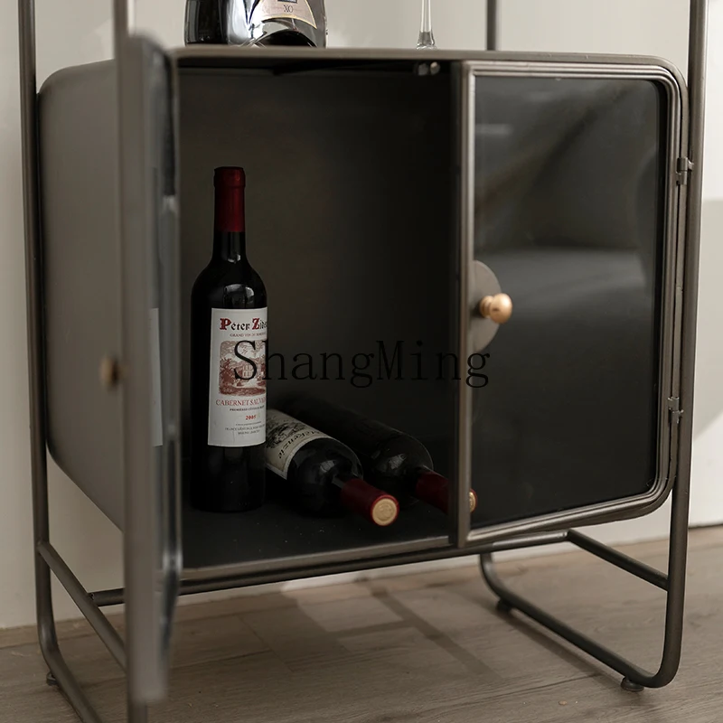 CL  retro industrial style living room against the wall red wine glass shelf upside down display cabinet