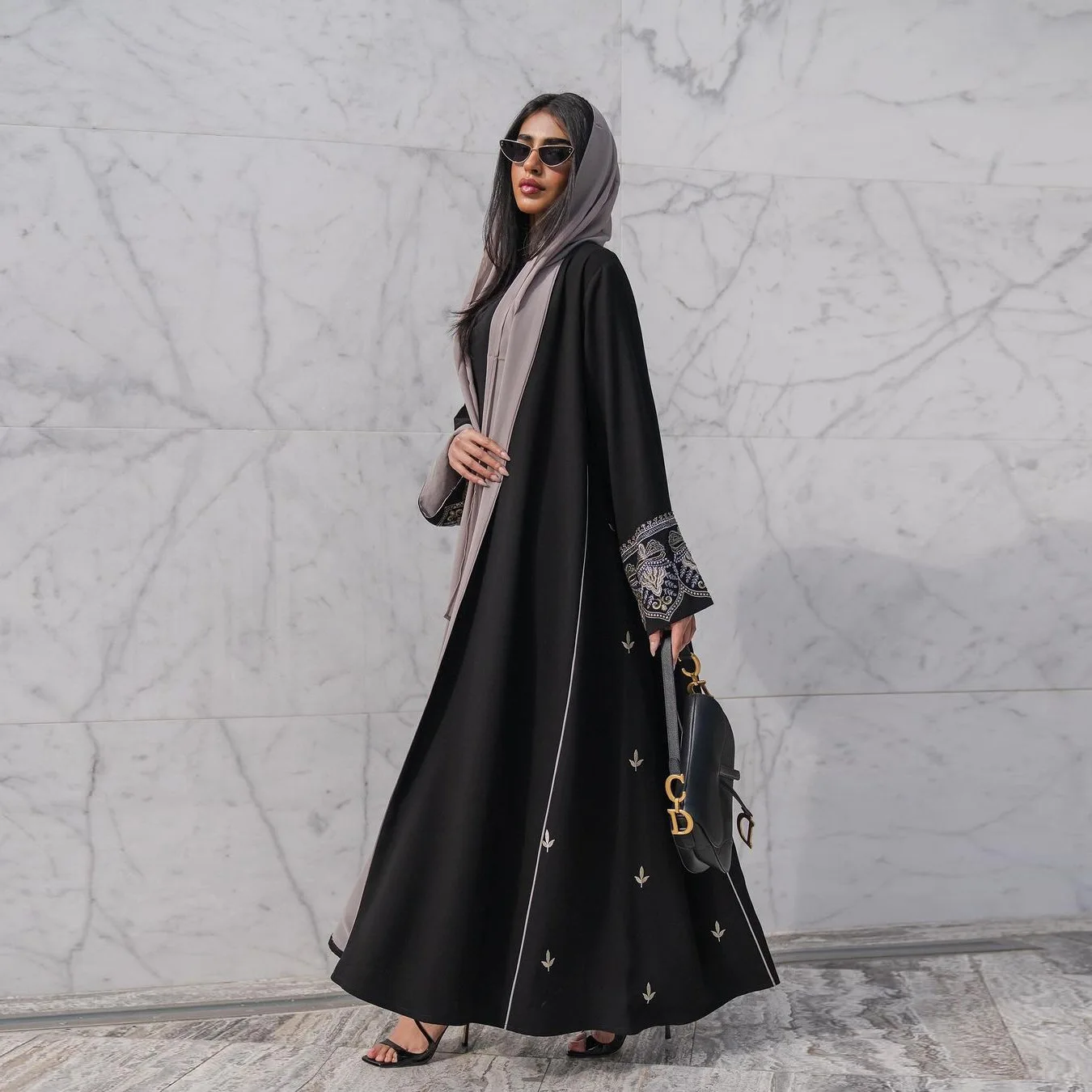 

Mq105 Muslim Fashion Embroidery Patchwork Abaya Waist Cardigan Trendy Ins Spring/summer Dress Robe Dubai Luxury Islam Elegant