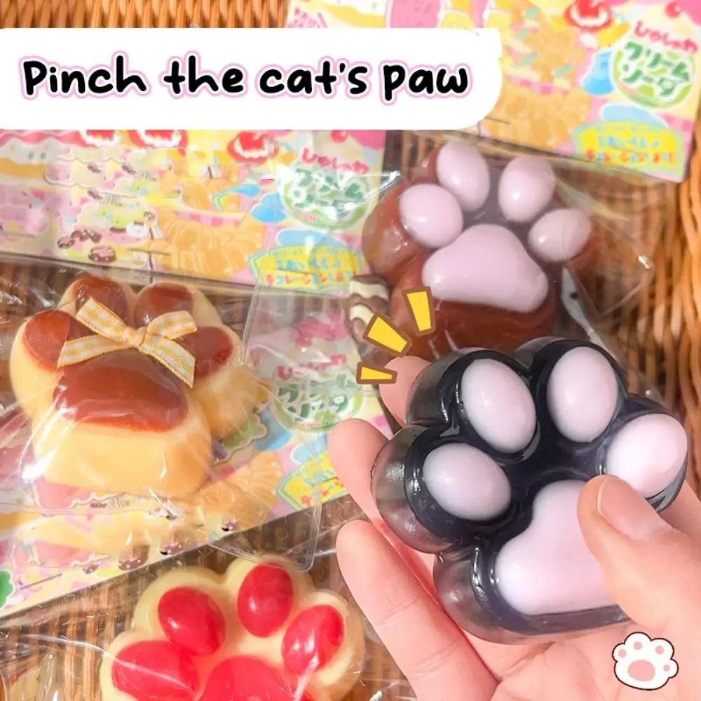 Mini TPR Cat Paw Slow Rebound Toy Vent Plush Squeeze Cat Paw Colorful Soft Cat Claw Pinch Toy Decorative