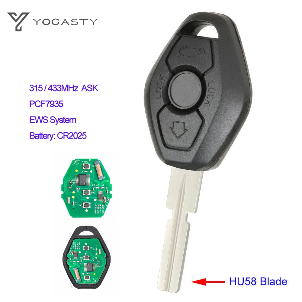 YOCASTY EWS System Remote Key 3 Buttons HU58 Blade 7935 Chip ID44 For 2000 2001 2002 2003 E38 E39 E46 BMW Z Z3 3 5 6 7 Series