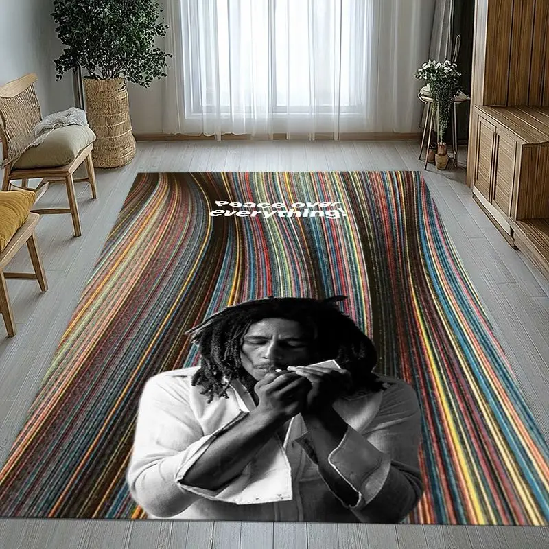 Reggae Music Bob Marley Rasta Color Soft Non-Slip Large Area Rug for Living Room,Bedroom Playroom Carpet Mat for Sofa,Home Decor