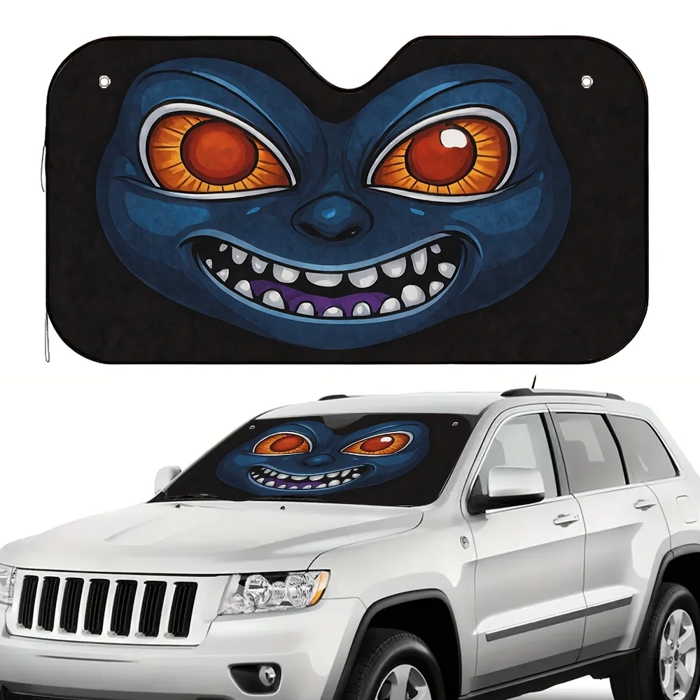 

1pc Mischievous Blue Face Car Sun Visor - Quick & Effective Sunblock, Keeps The Car Cool, Fit For All Vehicles, Ideal For Daily
