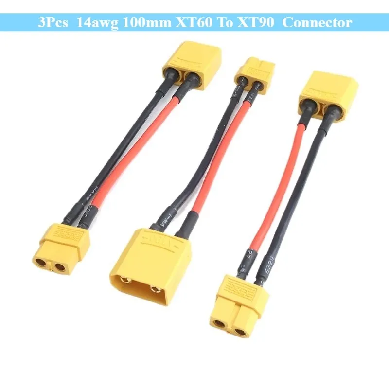 3Pcs Adapter 14awg 100mm XT60 To XT90 Male/Female Connector Plug Charge Cable Lead Silicone Wire for ISDT Style Chargers Expand