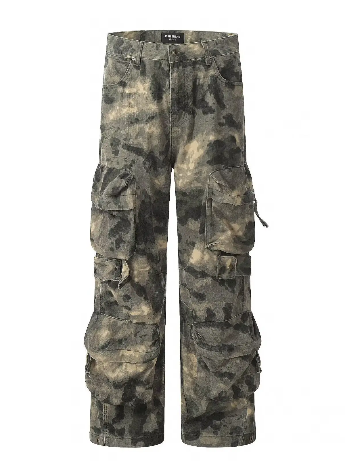 

American Retro Heavyweight Camouflage Pants Loose Straight Casual Workwear Trousers for Men And Women Multi-ket Trendy Wid...