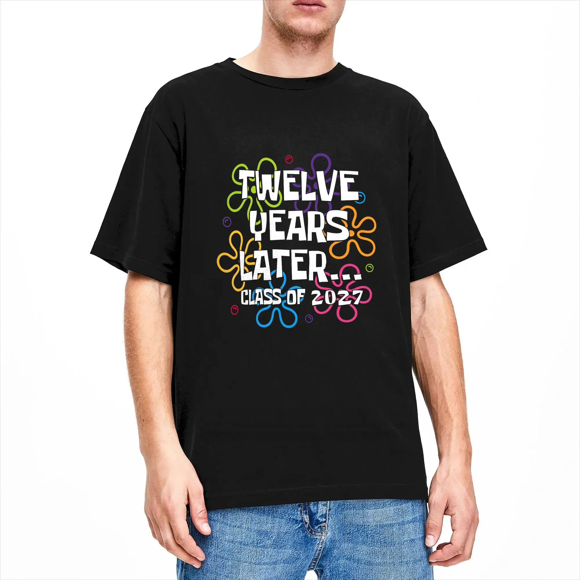Funny Class of 2027 Senior Twelve Years Later T Shirt Summer  Vintage T-Shirts Cotton Leisure Tshirt For Men Print Tops