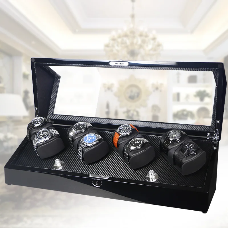 8 Slot Watches Box for Automatic watches Luxury Wood Watch Box PU Leather Watch Winder Box with Quiet Japanese Mabuchi Motor