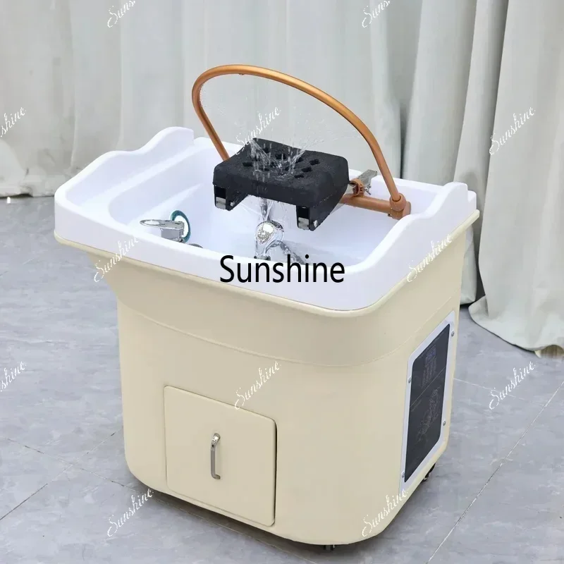 YXinSheng Heating Head SPA Water Circulation Shampoo Basin Barber Shop Hair Wash Salon Device with Fumigation Machine & Cover