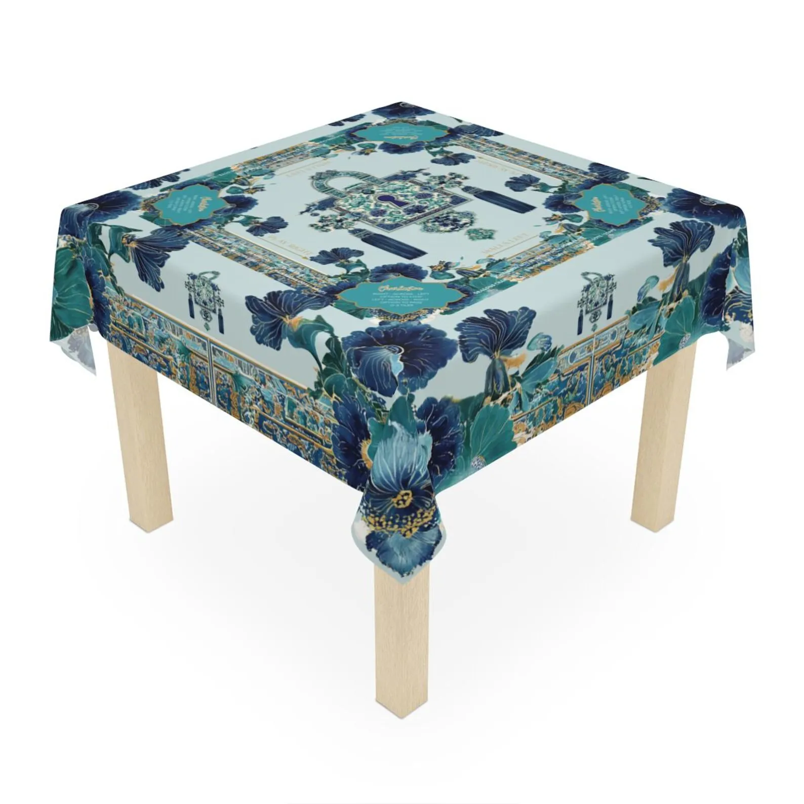 Mahjong Square Tablecloth - Charleston Rules Instructions Board Game Night Table Cover Gift