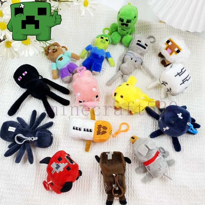 hot-selling-set-15pcs-mini-minecrafte-4-inch-stuffed-plush-toy-zombie-wolf-steve-enderman-world-doll-plush-keychain-pendant