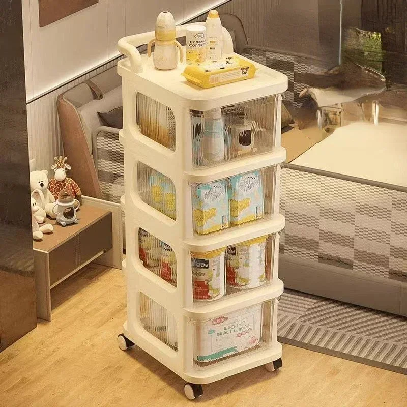 Plastic Lockers Snacks Cosmetics  Storage Rack Movable Drawer-type Trolleys Storage Shelf with Wheels Large Capacity