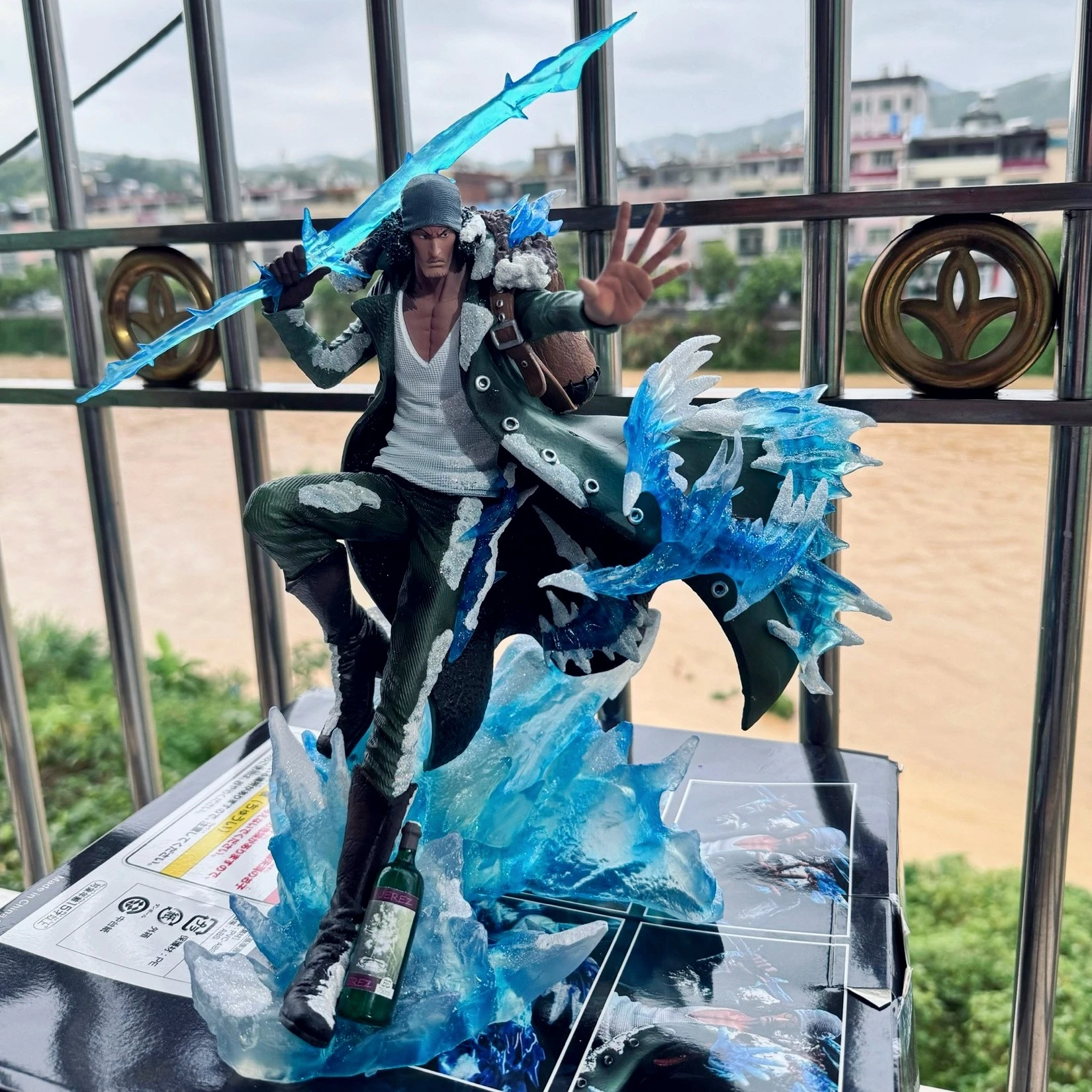 

30cm Anime One Piece Aokiji Kuzan Figures 2 Heads Gk Figurine Pvc LED Luminous Model Statue Collection Decora Toy Christmas Gift